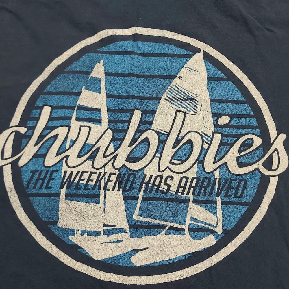 Chubbies Graphic Tee Mens Large Blue Cotton Long Sleeve Crew Neck Pocket Beach - Picture 3 of 10